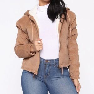 NWT Fashion Nova Corduroy Bomber Jacket Tan